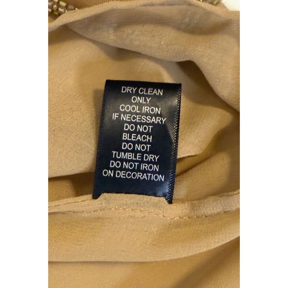 Buckle Sheer Mesh Lined‎ Back Tie Tan Gold Beaded Tank Top Size Small NWT - Picture 15 of 15